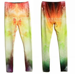 Women Aurora Space Galaxy Graphic Printed Leggings Pants Tights