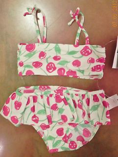 NWT BABY GAP GIRLS 2 PC CHERRY PRINT BIKINI BATHING SUIT SIZE 12 18 