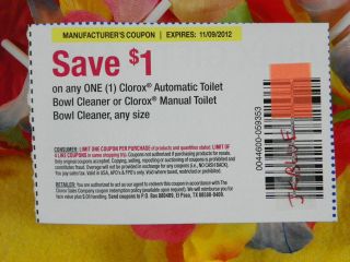 20 Coupons $1 off any 1 Clorox Toilet Bowl Cleaner 11/09