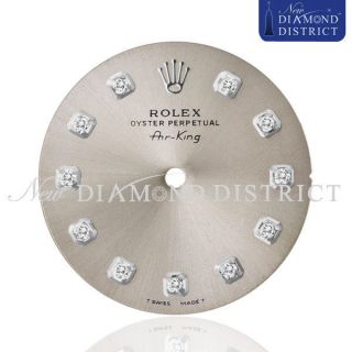 DIAMOND STEEL GREY DIAL FOR ROLEX AIR KING 34MM WATCH