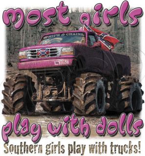 Dixie Tshirt Southern Girl Play With Trucks Rebel Rose Redneck 4 