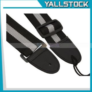 Durable Adjustable Nylon Stripe Guitar Strap With Soft Artificial 