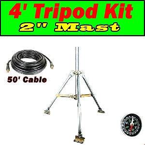   Portable RV Satellite Tripod Kit, Compass & 50 Cable w/o Dish Directv