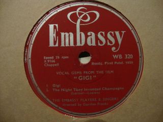 The Embassy Players & Singers Vocal Gems From The Film Gigi 78 RPM 