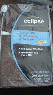 ECLIPSE RIALTO VALANCE THERMABACK ASSORTED COLORS BLACKOUT BRAND NEW 