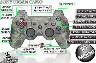 PLAYSTATION 3 PS3 MODDED CONTROLLER RAPID FIRE 10 MODES URBAN CAMO NEW