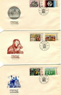 Expo 67 Montreal First Day Cover 3 Envelopes Ceskoslovensko 