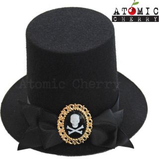 Mini Top Hat Fascinator Skull Cameo Gothic Racing Wedding Prom Formal 