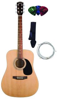 Fender Starcaster Acoustic Guitar Starter Pack w/ Strings, Strap, and 
