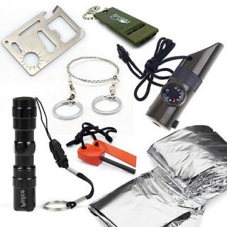   Whistle+fire starter+wire saw+Cree torch+emergenc​y blanket+/7 in 1