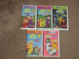 PBS Kids TELETUBBIES Lot 5 VHS~Baby Animals/Big Hug/Favorite Things 