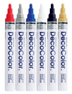 Uchida Decocolor Primary 6 Color Set Glossy Oil Based Broad Point 