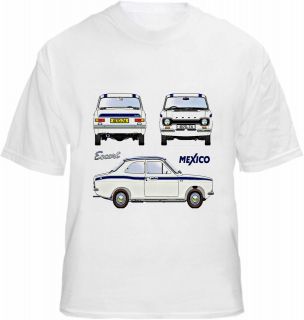 Ford Mexico Mk1 T shirt Escort Rally Car Blueprint Plans Racing 1600 
