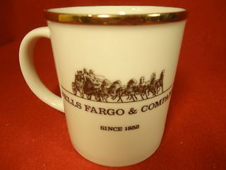 RARE 1986 FINE PORCELAIN WELLS FARGO TAKE A BREAK STAGECOACH CUP GOLD 