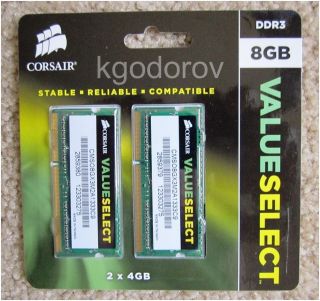 CORSAIR 8GB (2x4GB) SODIMM DDR3 1333MHz Laptop Memory   Brand New 
