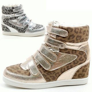 women velcro strap sneakers high top wedge sneakers glitter ankle 