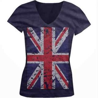 Great Britain Flag Junior Girls V neck T shirt London Football World 