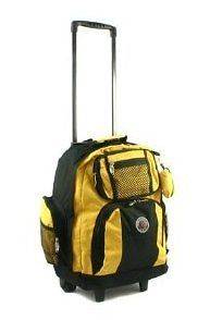 18 Deluxe Rolling Backpack School Bookbag Laptop Travel Bag YELLOW