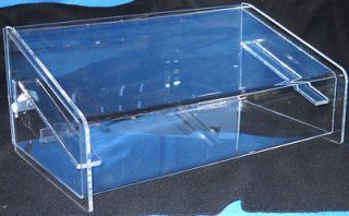 Clear acrylic display case, includes lock and key, single shelf, depth 