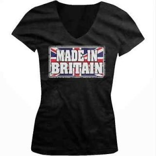 Made In Britain Flag Junior Girls V neck T shirt London Football World 