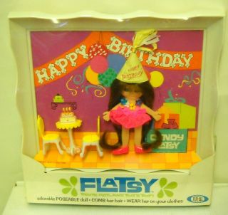 3427 NRFB Vintage IDEAL Flatsy   Happy Birthday Candy Flatsy in Frame