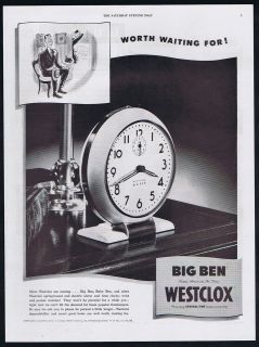 1946 Westclox Big Ben Clock Worth Waiting For Magazine Print Ad