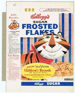 1959 Kelloggs Tony the Tiger Frosted Flakes Cereal Box flat kelllogs 