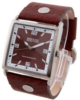 Kenneth Cole Mens RK1104 Reaction Brown Dial Leather Wide Band Watch