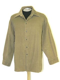 Kenneth Cole Reaction Vintage Green Corduroy Button Front Shirt  XL