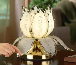 Lotus Blossom Desk And Table Touch Lamp Blooming 3 Light Settings 