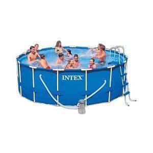 Intex Round Above Ground Metal Frame Swimming Pool Set