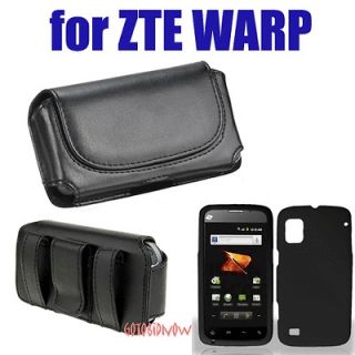 for Boost Mobile ZTE Warp BLACK SNAP ON HARD PHONE COVER 2PC+LEATHER 