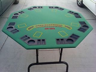 Poker blackjack table folding metal legs 8 player w/chip trays and cup 