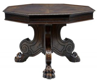 17TH CENTURY ANTIQUE TUSCAN CARVED WALNUT OCTAGONAL CENTER TABLE
