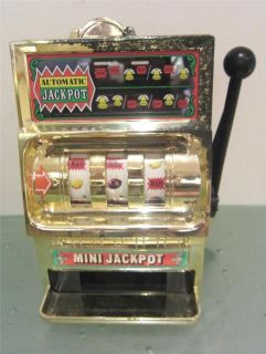 Waco Vintage Tin Toy Mini Jackpot Slot Machine Savings Bank Works 