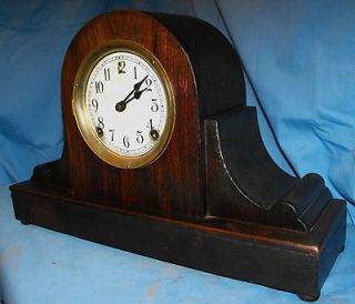 Antique Sessions Wood Camel Back Shelf Mantle Clock w/ Pendulum & Key 