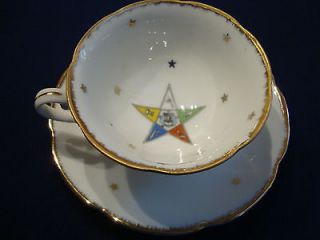 Hand Painted Lefton China Tea Cup and Saucer Order of the eastern star 