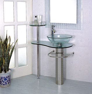 Bathroom vanities pedestal vessel Sink bowl glass modern furniture 