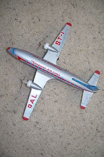 Vintage Metal Toy Propellers Airplane   Overseas Airlines