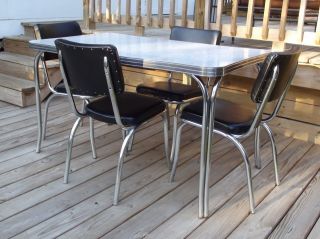   1950s Kuehne Dining Kitchen Formica Chrome Table 4 Chairs Eames
