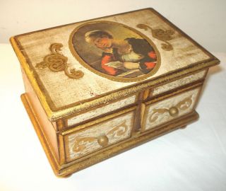 Vintage Florentine Style Jewelry Box Musical Strangers in the Night