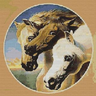   HORSES~counted cross stitch pattern #213~ANIMALS Horses Chart