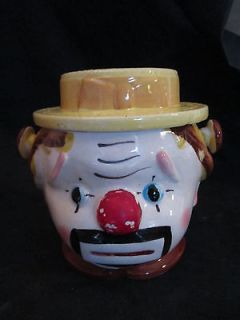 Vintage Emmit Kelly Enesco Clown Head Cookie/Biscuit​/Cracker Jar w 