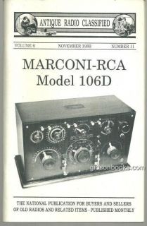 Antique Radio Classified Magazine November 1989 Marconi 106 Receivers