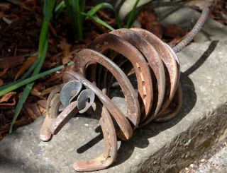   lawn art, yard, recycled horseshoes, garden animal, MADE TO ORDER