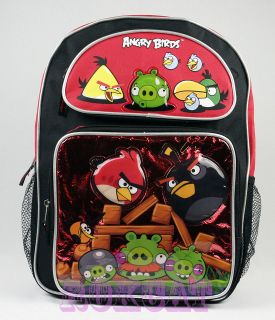 ANGRY BIRD BLACK RED 3D BACKPACK LARGE SCHOOL BACKPACK BAG ROKCAT
