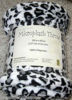   COZY PLUSH Throw Blanket CHEETAH Leopard Black White Kids ANIMAL PRINT