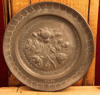 Antique Pewter Plate Relief Dated 17th Century
