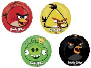   new ANGRY BIRDS party FAVORS fun 18 round FOIL green EVIL king PIG