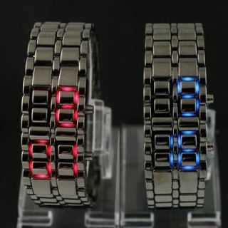 2pcs New Unique Design Mens Lava Style Iron Samurai LED Metal Watch 